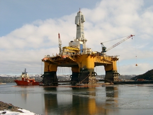 Henry Goodrich moored at Bull Arm in Newfoundland